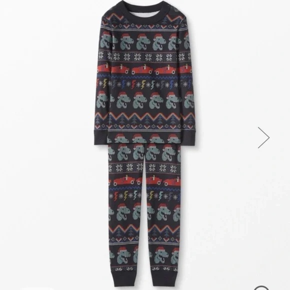 Hanna Andersson Kids Pajama Set - T-Rex Santa Print, Size 8, 130cm